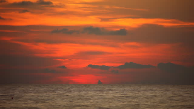 Panoramic view on sunset sea.