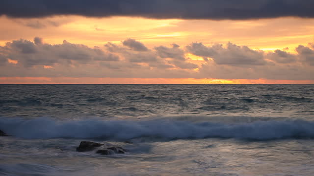 Panoramic view on sunset sea