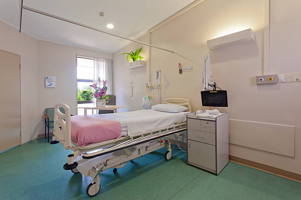 istock Single bed in a private hospital room 147426259