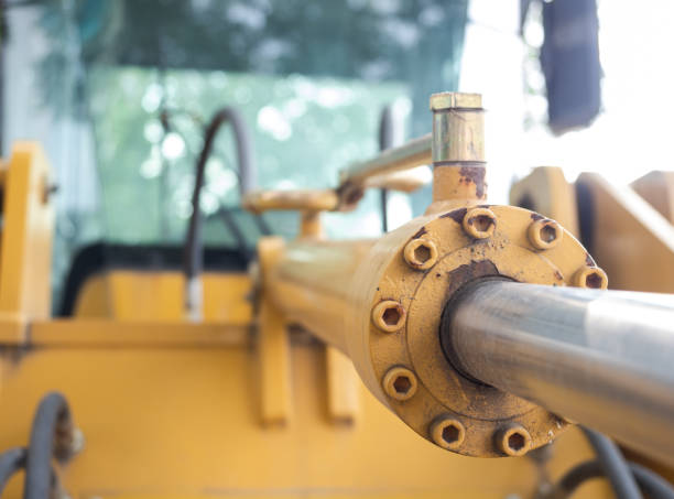istock Construction Machinery Hydraulic Rod Close-up 1474263270