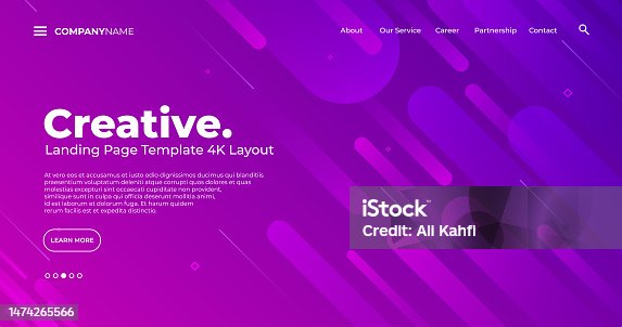 istock 4K Landing Page Template - Abstract dynamic, modern, futuristic, multi colored, simple for website template background 1474265566