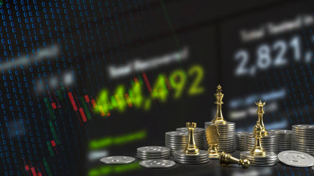 istock Gold chess and coins for business concept 3d rendering 1474268432