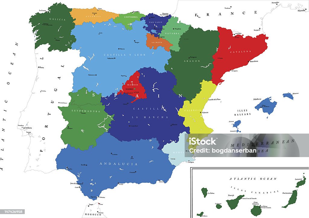 Carte politique de l'Espagne - clipart vectoriel de Pays Basque libre de droits