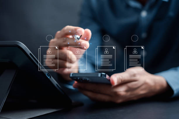 istock HRM or Human Resource Management, Hand tick or selective and accept to manager icon which is among staff icons for human development recruitment leadership and customer target group concept. 1474270941