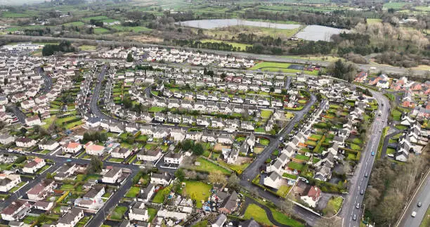Photo of Aerial photo overlooking Residential homes in Ballymena Town Co Antrim Northern Ireland
