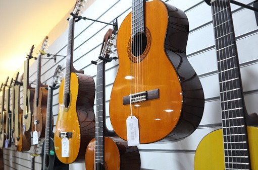 guitars in music shop