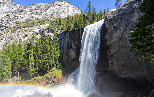 Vernal Fall in Yosemite National Park. On the most popular Mist Trail.