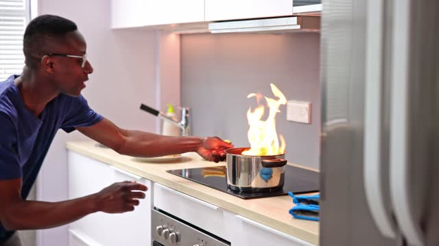 Kitchen Cooking Mistake And Fire Disaster
