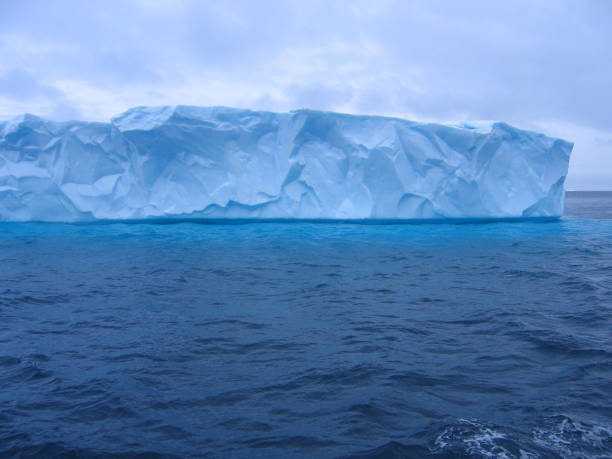 grande iceberg elétrico de laje azul ao largo da península antártica - oceano antártico - fotografias e filmes do acervo