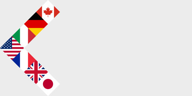 会議のコンセプト。g7諸国の旗。ベクターイラスト - british flag backgrounds england english flag点のイラスト素材／クリップアート素材／マンガ素材／アイコン素材