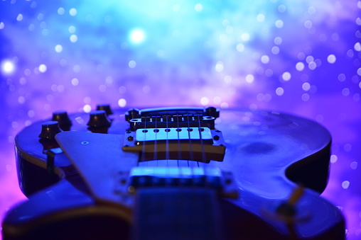 Close up shot of an electric guitar