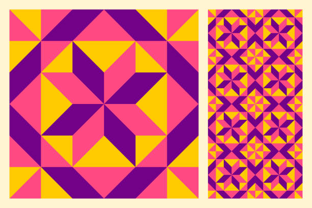 Abstract geometric pattern inspired by duvet quilting vector art illustration