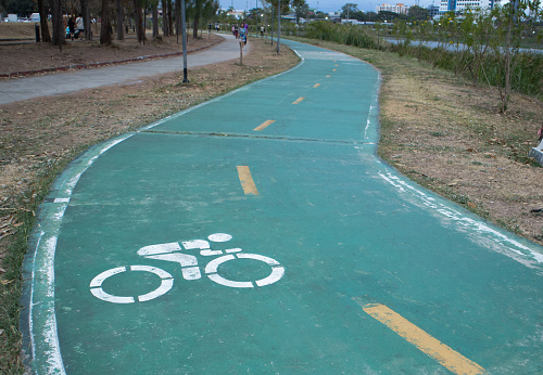 Bike paths and walking paths for runners in the park.