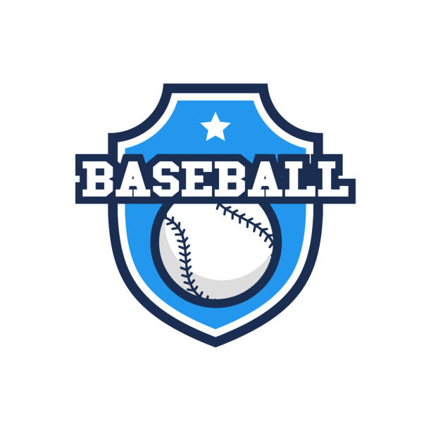 baseball-logo-design - baseball athlete ball bat stock-grafiken, -clipart, -cartoons und -symbole