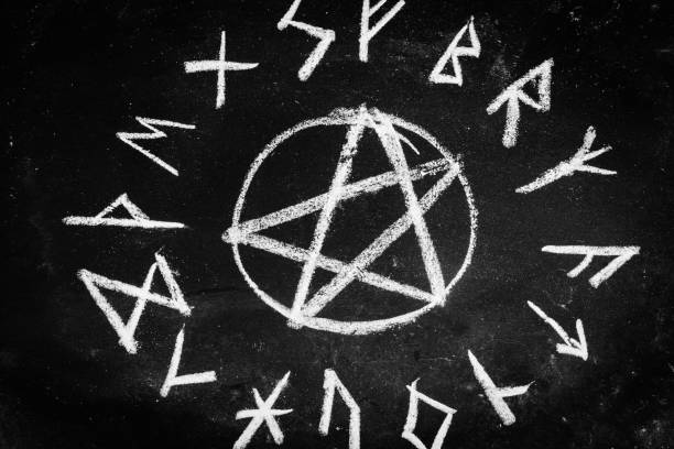 istock White occult symbol on the witchcraft blackboard photo 1474290254