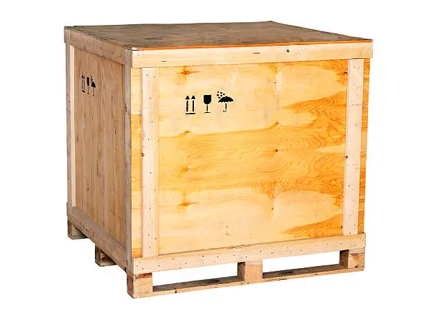 large wooden box on a white background
