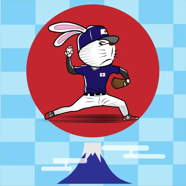 кролик бейсболист - single hit stock illustrations