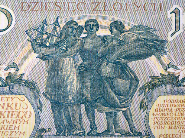 istock Three standing figures from old Polish money 1474300459