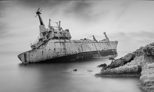 The imposing shipwreck of the Edro III is located directly on the coast of Phaphos in Cyprus and is visited by many tourists.
