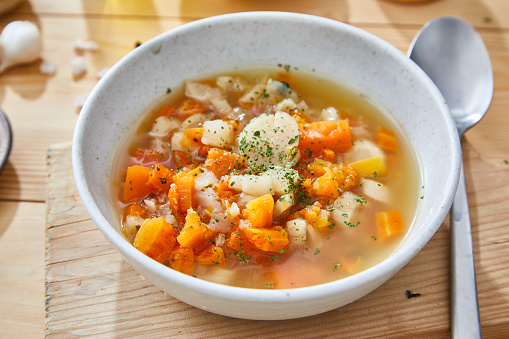 A homemade healthy organic vegan vegetable soup