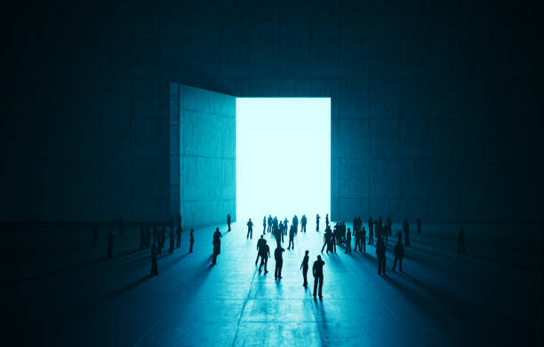 istock Human Crowd Waiting Before A Door On Concrete Wall 1474311941