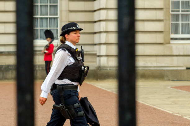 London, UK - July 28 2024: A police van in Whitehall outside Downing Street.