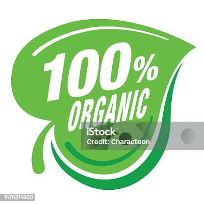 istock 100% organic natural leaf sign icon vector 1474314600