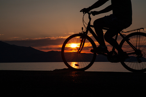 Cycling in sunset
