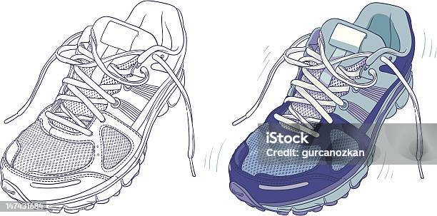 Ténis Desportivo - Arte vetorial de stock e mais imagens de Ténis - Calçado Desportivo - Ténis - Calçado Desportivo, Esboço, Calçado Desportivo