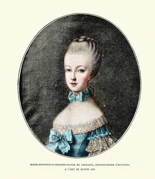 Marie Antoinette,  Archduchess of Austria, aged 15 vector art illustration