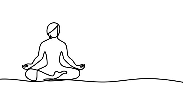 Captivating single-line animation of a woman practicing yoga, representing health, fitness, mindfulness, meditation, spirituality, wellness, relaxation, and balance. Perfect for projects related to wellness or fitness