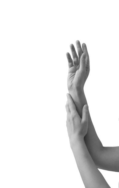 istock Minimal black and white hands love gesture concept. Two hands holding each other. Vertical photo. 1474319650