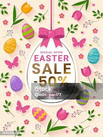 istock Easter sale with colourful eggs 1474320521