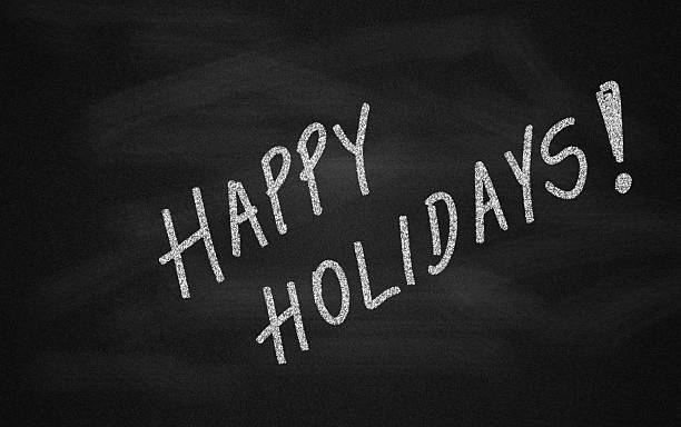 istock Chalkboard with Happy Holidays message 147432194