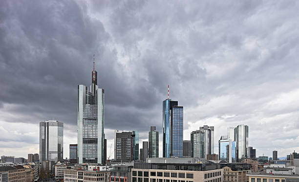 istock Dark clouds over the financial centre in Frankfurt, Germany 147432571