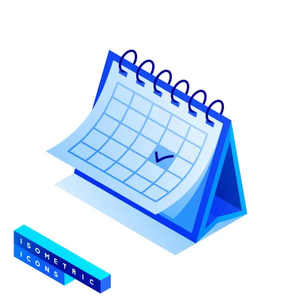 Vector illustration of Vector Illustration of Schedule and Organization Isometric Icon and Three Dimensional Design. Agenda, Calendar.