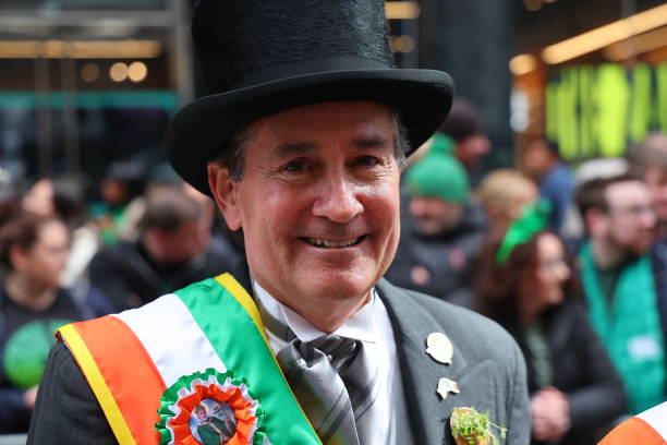 New York, New York - March 17, 2023: Grand Marshal of the 2023 NYC St. Patricks Day Parade, Kevin J.Conway before the start of the St. Patrick's Day Parade, March 17, 2023, in New York. (Photo: Gordon Donovan)