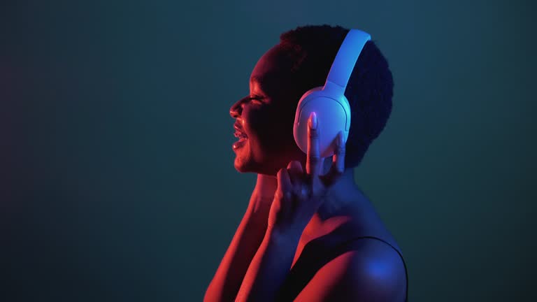 music inspiration neon people woman headphones