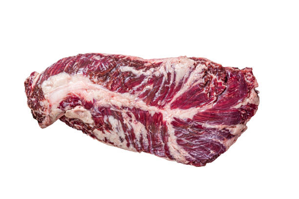 istock Raw hanging tender or onglet beef meat steak.  Isolated on white background 1474340440