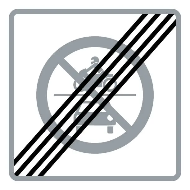 Vector illustration of Traffic signs. Road signs. Instruction road signs. End of scope of a sign. No traffic except bicycles and mopeds of class 2.