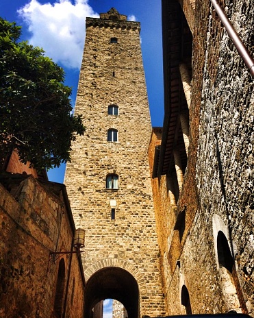 Torre Grossa is the tallest tower in San Gimignano, with 54 m (177 ft 2 in). San Gigminano, Tuscany, Italy