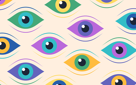 Human eye spy optometry looking eyesight abstract color background.