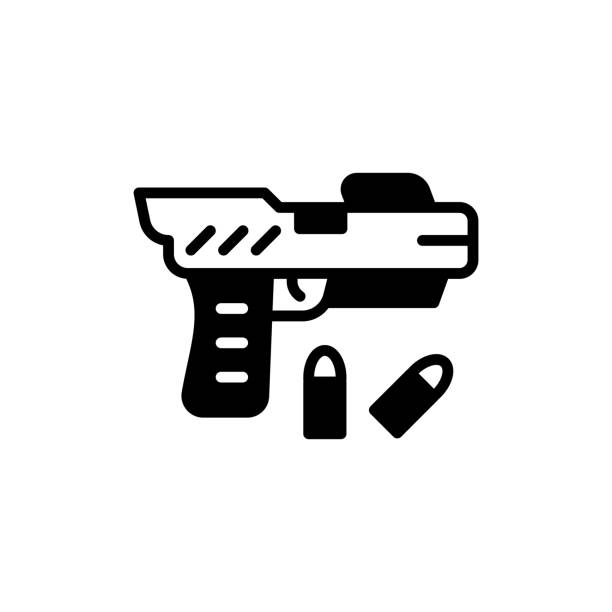 illustrations, cliparts, dessins animés et icônes de icône de pistolet en vecteur. logotype - derringer