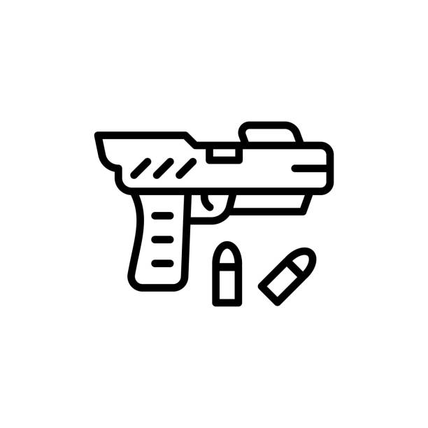 illustrations, cliparts, dessins animés et icônes de icône de pistolet en vecteur. logotype - derringer