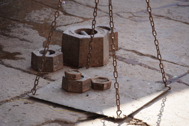 old weighting intrument scale balance machine close up image