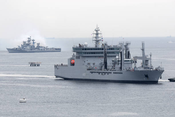 Indian Navy warships. Kanagawa Prefecture, Japan - June 05, 2012: Indian Navy warships. indian navy stock pictures, royalty-free photos & images