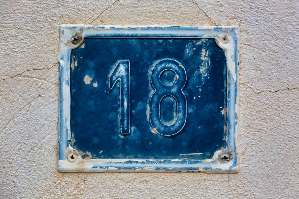 Old Weathered House Number 18, Tile on Wall