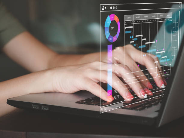 istock Female analyst working with Business Analytics managing reports with KPI. 1474354625