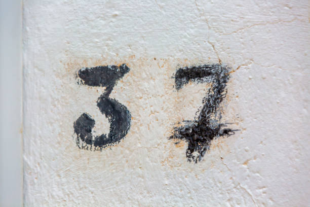 istock Old Weathered House Number 37, Drawing 1474354656