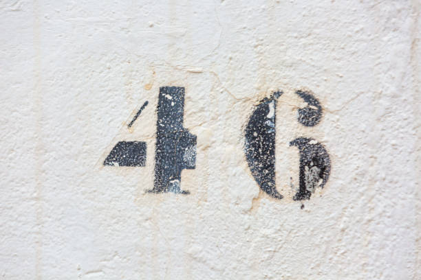 istock Old Weathered House Number 46, Drawing 1474354657